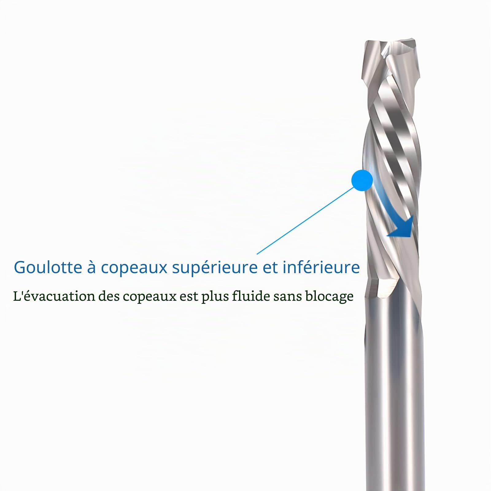 EU_HOZLY Lot de 5 fraises hélicoïdales Up&Down Compression Bit 4 mm, diamètre de coupe 4 mm, longueur de coupe 22 mm, fraise à tige CNC pour sculpture sur bois, gravure