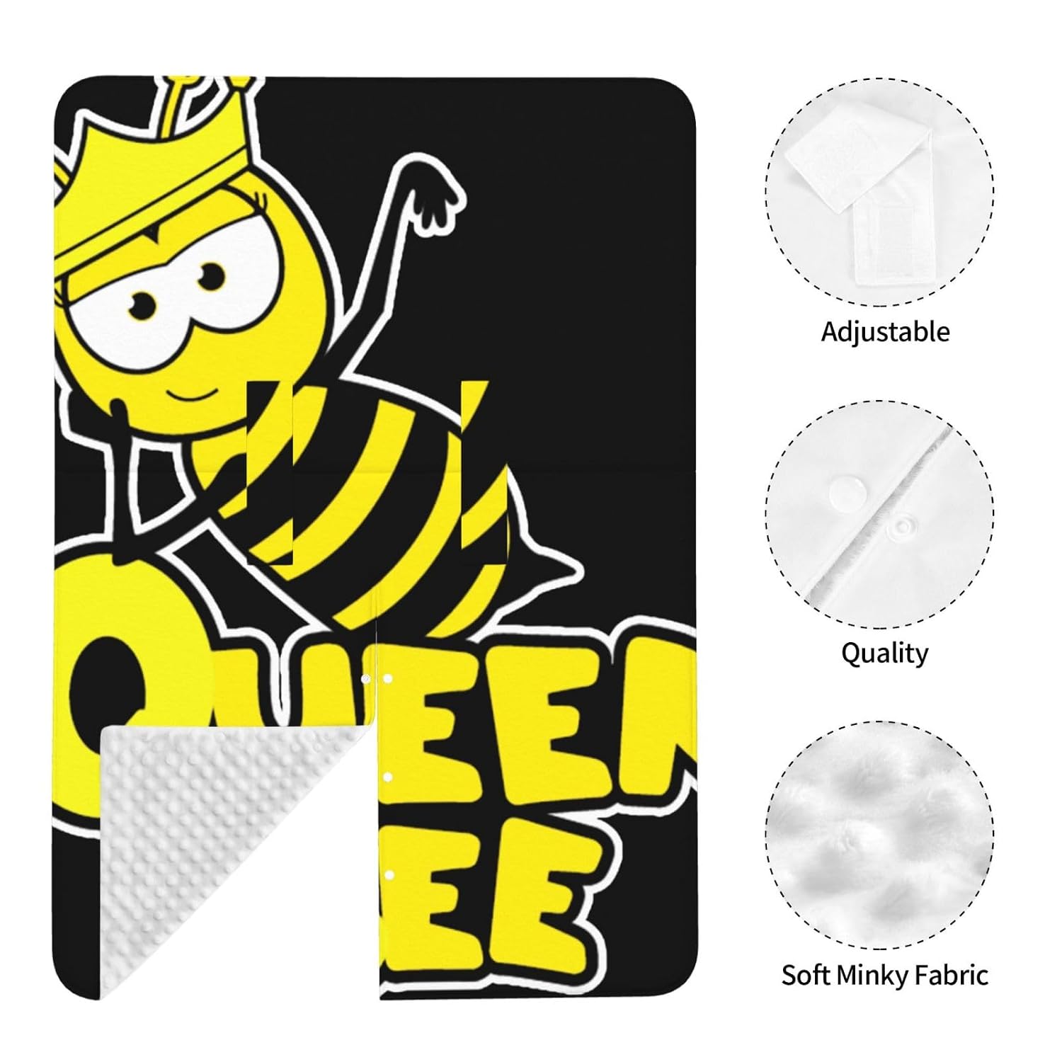 Queen Bee Cartoon Baby Car Seat Cover & Breastfeeding Nursing Cover - Breathable Stretch Fabric Multi-Use Nursing Cover for Breastfeeding