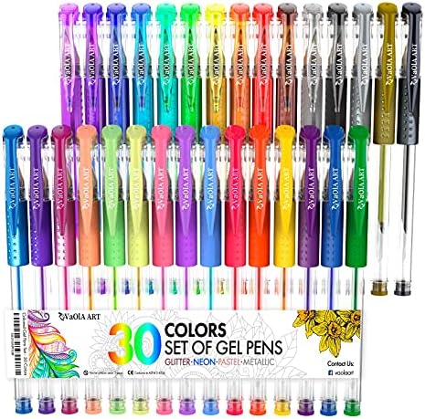Colored Pens 30 Psc Glitter Gel Pens for Kids Colorful Pens for Spirograph Deluxe Design Set