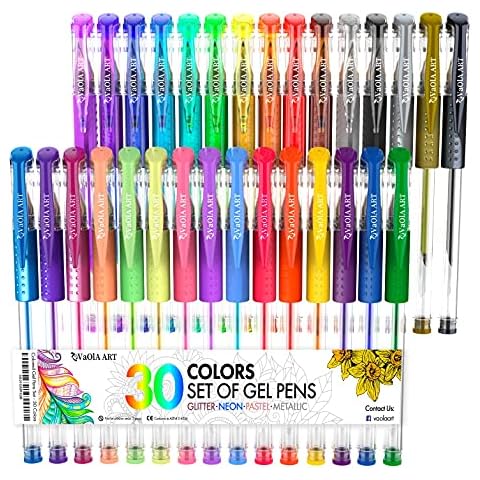 VaOlA ART Colored Pens 30 Psc Glitter Gel Pens for Kids Colorful Pens for Spirograph Deluxe Design Set Cover