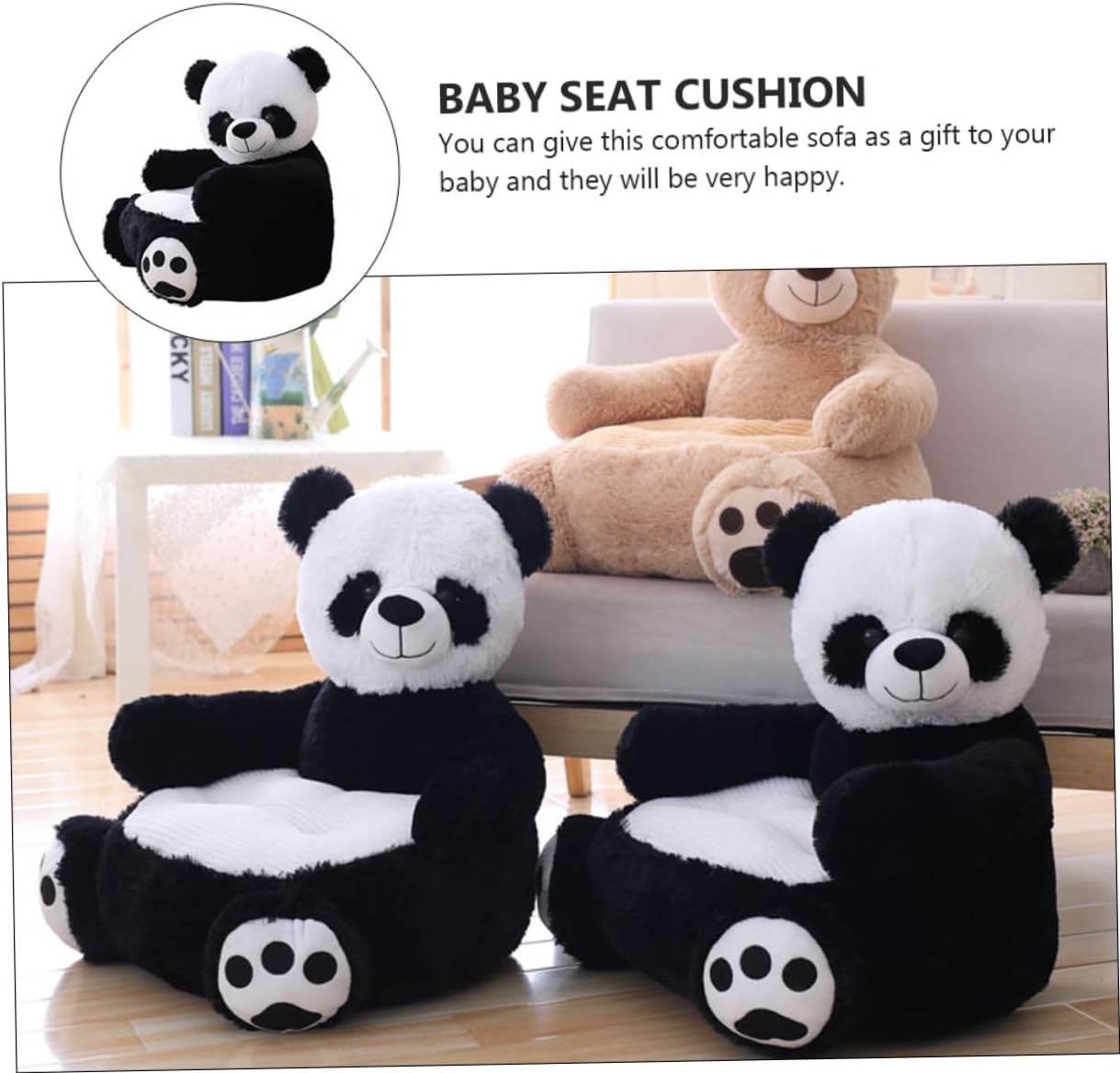 STOBAZA 1Pc Adorable Cartoon Panda Sofa Chair for Comfortable Seat for Home Nursery Playroom Cute Panda Design