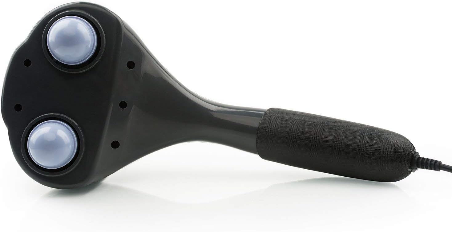 LiBa Percussion Handheld Deep Tissue Electric Massager Ð Three Heads, Adjustable Speed Settings & Powerful Motor Ð for Shoulder, Neck, Back & Body Pain Relief, Stress & Muscle Knots Release (Grey)