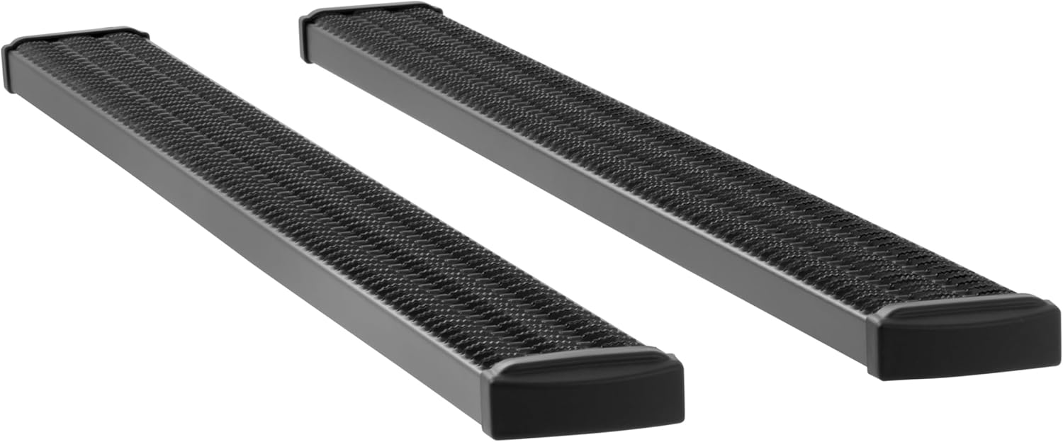 LUVERNE 415088-401032 Grip Step 7" Running Boards with Expanded Metal Treads (Black Powder-Coated Aluminum)