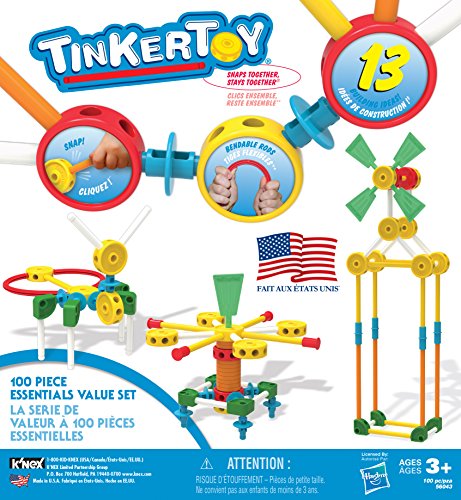 Tinkertoy ‒ 100 Piece Essentials Value Set ‒ Ages 3+ Preschool Education Toy #TOP1