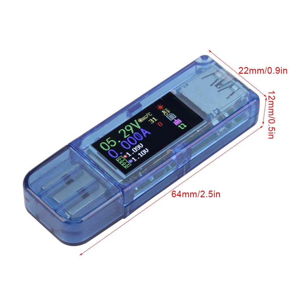 USB Multimeter, AT34 USB 3.0 Farb LCD Voltmeter Amperemeter Stromzähler Ladegerät mit IPS Farbdisplay