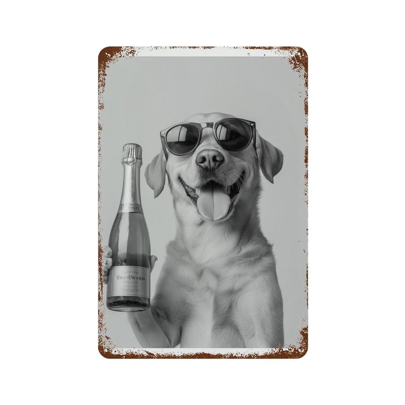xiaoxiaoshen Labrador Drinking Champagne Bar C Funny Dog Wall Decor Art Metal Tin Poster Modern Home Decor Art Home Bar Shop Decorations Vintage Sign 30x20cm