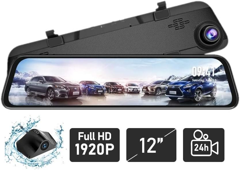 JADO G840S 12-inch Streaming RearView Mirror Car Dvr Camera Dashcam FHD Dual 1080P Lens Driving Video Recorder Dash Cam