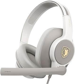 Sades Upower SA-703 Wired Gaming Headset with 40mm Drivers, Omni-Directional Mic, Lightweight Comfort, 3.5mm Dual Plug Multi-Platform Gold