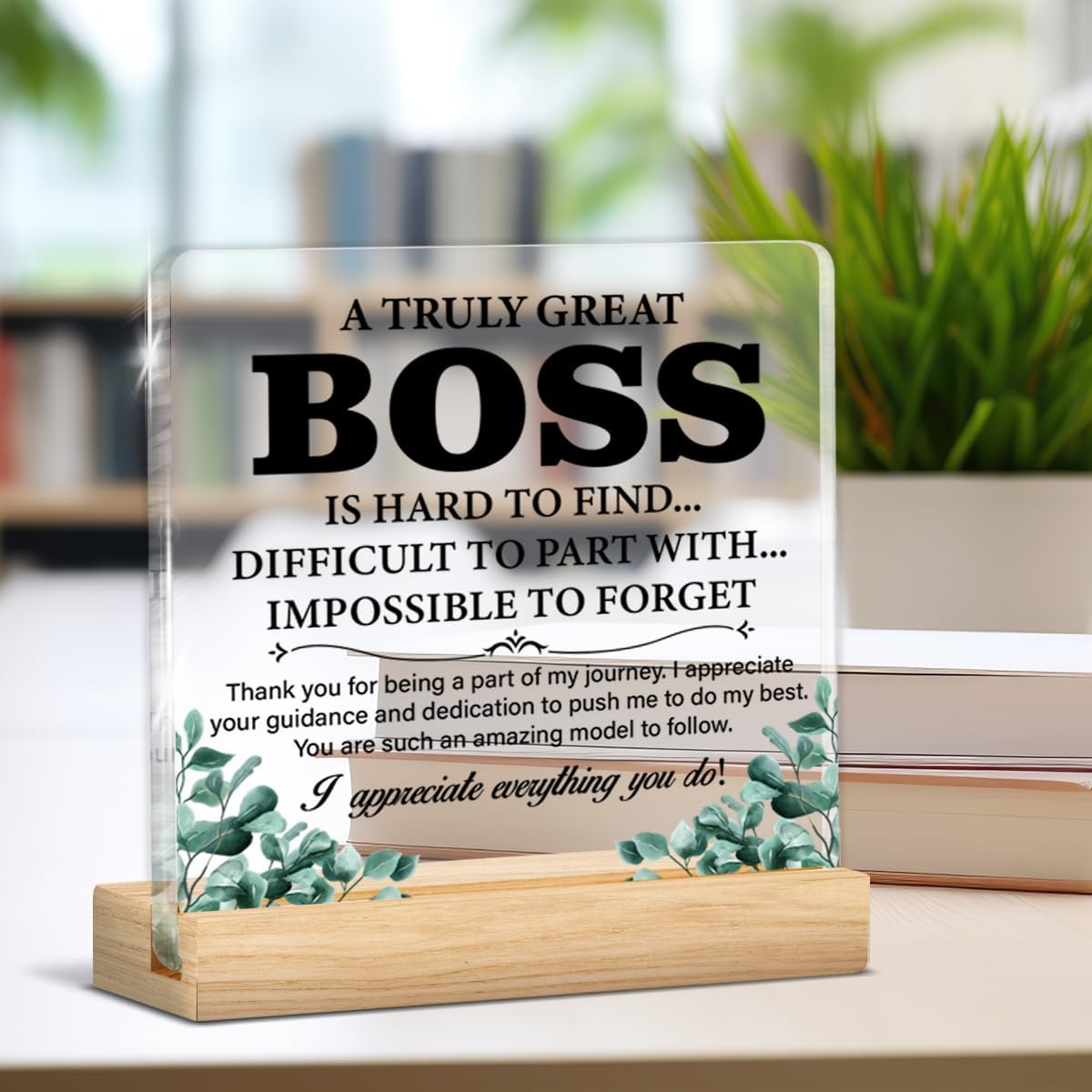 Best Boss Gifts for Men, Thank You Appreciation Gifts for Boss Clear Acrylic Desk Decorative Sign Office Home Decor - Image 6