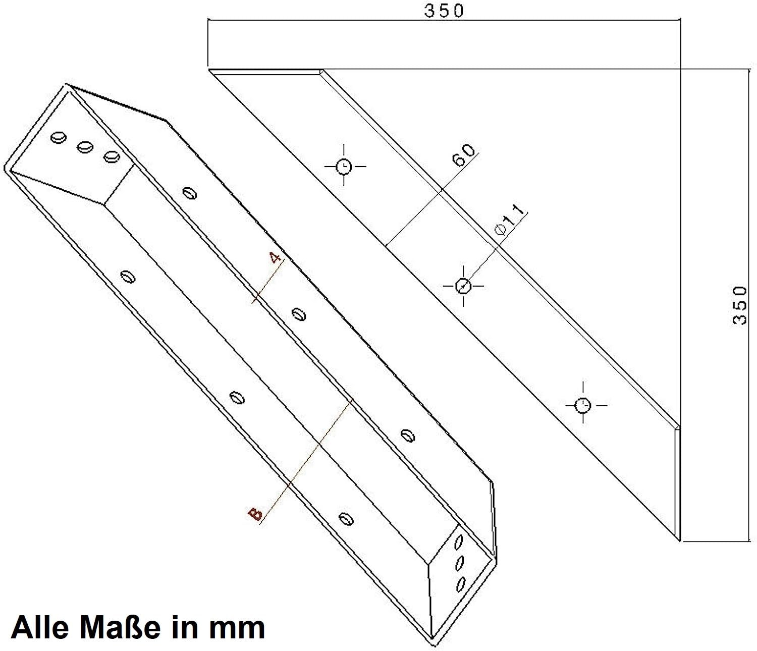 1 Stück in Profi-Qualität 4 mm Dicke Schwerlast Balkenverbinder, Holzverbinder, Eckenverbinder, Winkelverbinder, Pfostenverbinder, Profilverbinder schwarz (B: 160)