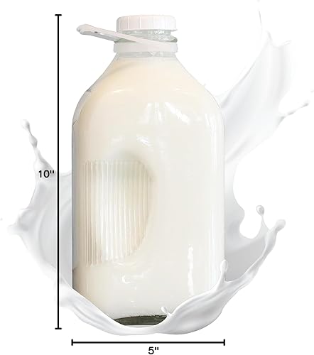 Miniatura 8 de Botella de vidrio pesado de leche con tapas extra The Dairy Shoppe Vajilla Transparente