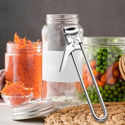Miniatura 6 de Abrelatas de acero inoxidable ajustable, abridor de tarros de fácil agarre, abrelatas de acero inoxidable multifuncional, abridor de tapas para