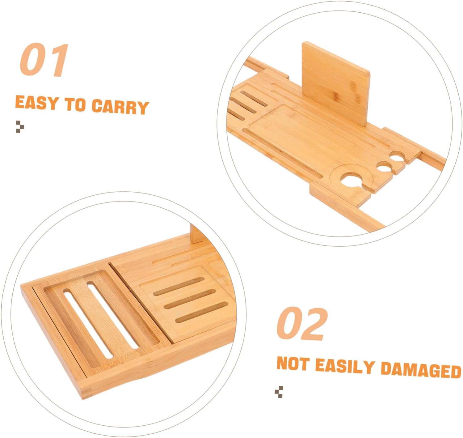 Bamboo Bathtub Rack Expandable Spa Tray Bath Tub Organizer Non-Slip Spa Accessories