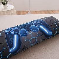 Vista 2 de NTBED Funda de almohada corporal con cierre de sobre de microfibra para videojuegos para niños y adultos (20 x 54 pulgadas, azul)