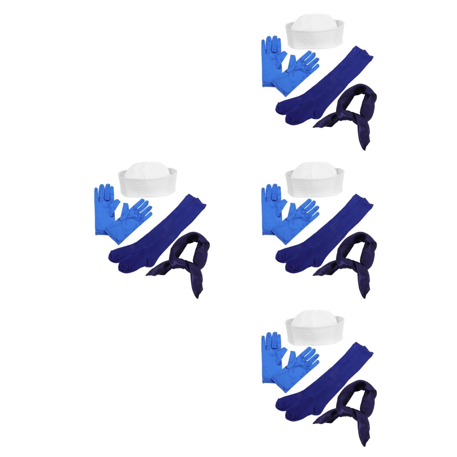 Healeved 4 Juegos Sombrero de Disfraz Marinero para Adultos Blanco Ajustable y Transpirable Adecuado para Fiestas Temáticas y Eventos Náuticos de Halloween
