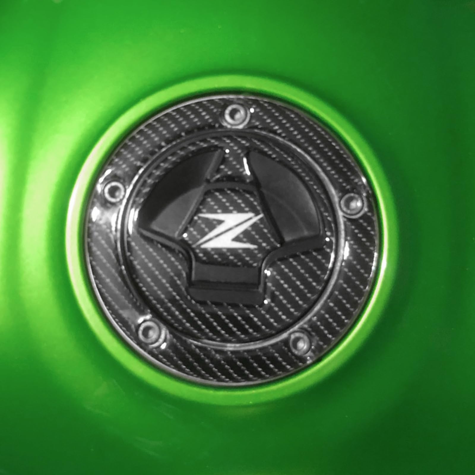 Generic Fit for Kawasaki Z1000 Z800 Z750 ZX10R ZX6R ER6N Motorcycle 3D Carbon Fiber Tank Gas Cap Pad Filler Cover Sticker Decal Z Logo, Black/White