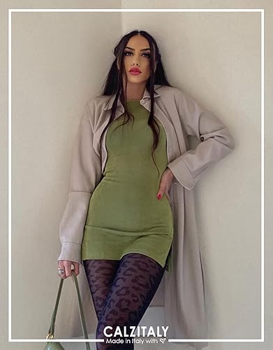 Miniatura 6 de CALZITALY Mallas opacas con estampado de leopardo Negro SM, LXL 50 DEN Made in Italy