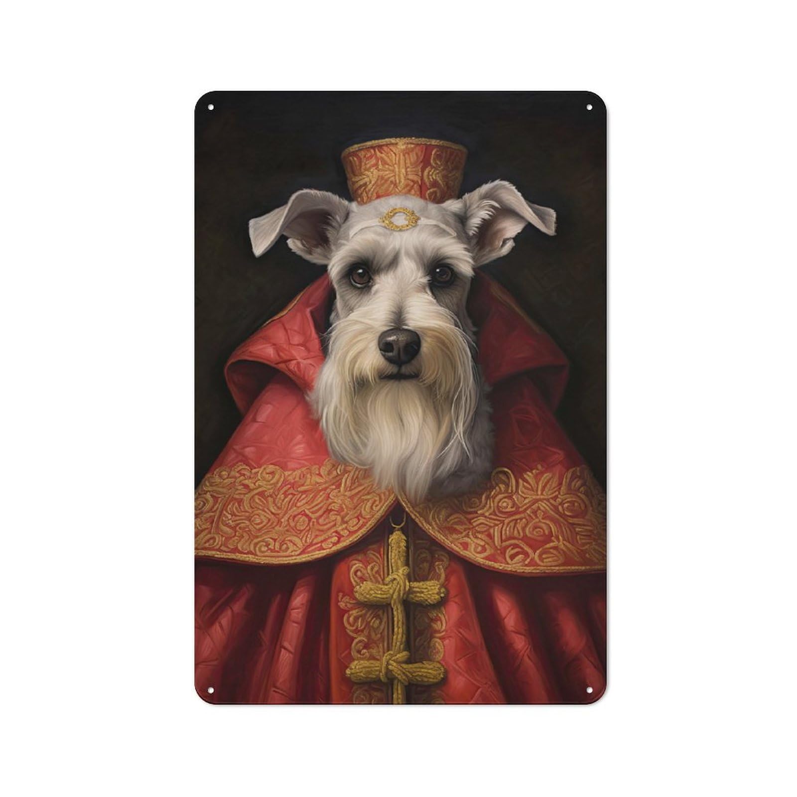 Junmoney Style-11 Schnauzer The Pope Cottage Style Metal Wall Decor 30X20cm, Farmhouse Metal Sign For Kitchen, Cottage, Porch Or Garden Room