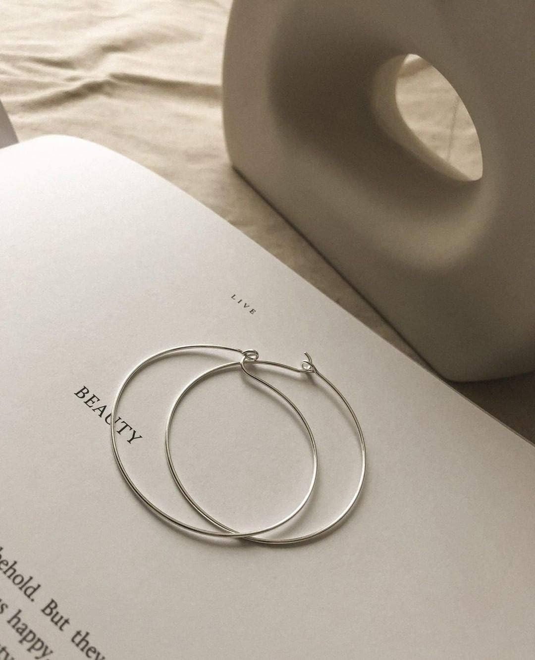 Boma Jewelry Sterling Silver Wire Hoop Earrings (1 1/4 Inch) - Image 5