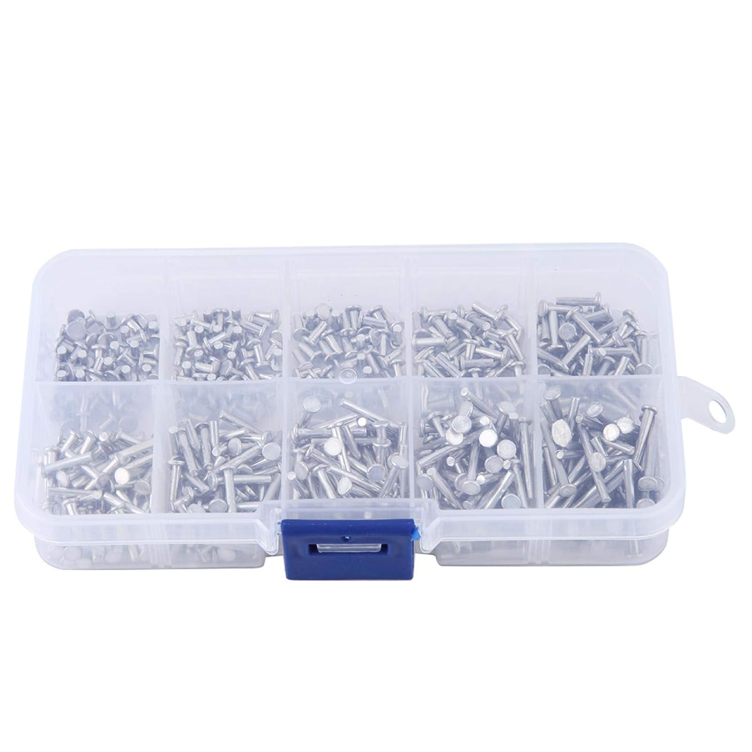 Solid Rivet, 500Pcs Aluminum Flat Head Rivets M2 3mm 4mm 5mm 6mm 8mm10mm 12mm 14mm 16mm 18mm Flat Head Solid Rivet, with Plastic Box - Image 3