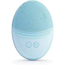 EZBASICS Facial Cleansing Brush, Waterproof Sonic Vibrating Face Brush for Deep Cleansing, Gentle Exfoliating and Massaging, Inductive charging (Blue)