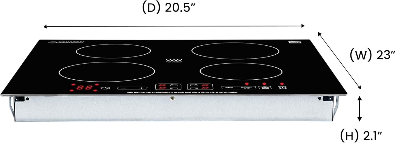 36" Black Ceramic 5-Burner Induction Cooktop with Touch Control