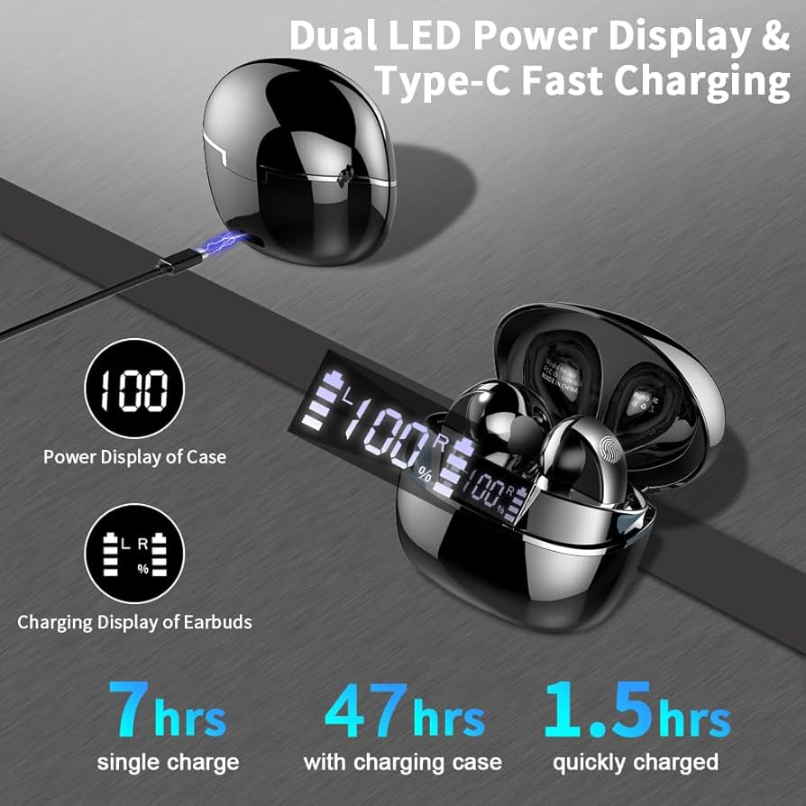 Wireless Earbuds, Bluetooth 5.3 Headphones with 4 ENC Mic, 2024