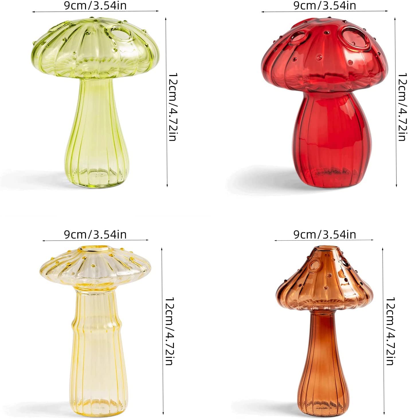 Lot de 4 vases en Verre de Champignon, Ornements de Table for Station de Propagation de Terrarium, Arrangement de Fleurs, vases hydroponiques, Arrangements Floraux for décoration d'intérieur