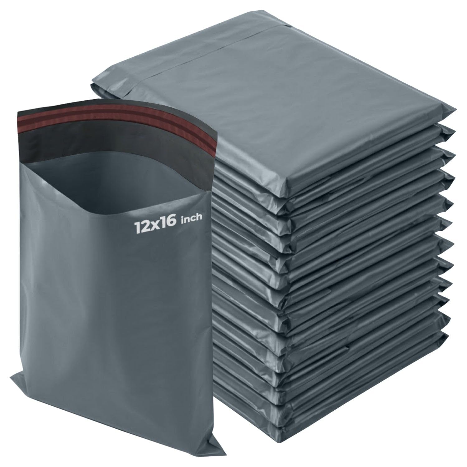 iSOUL Poly Mailer Bags 12x16 Self-Seal, Shipping Envelopes Strong, Waterproof, Tamper-Proof Polythene Packaging for Clothes, Bedding & Parcel Bag Shipping Post Bag Envelopes 50 Pack Grey