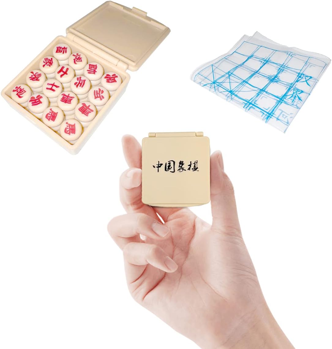 Mini Chinese Chess Tradditional Xiangqi Travel Set Plastic Board Game for Two Players