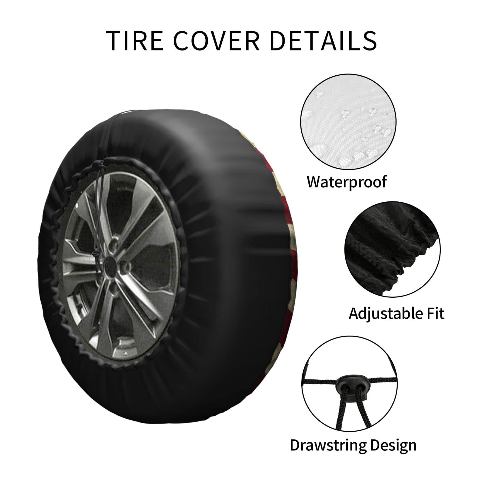 Cubierta de llanta de repuesto para bandera americana retro 01, impermeable, a prueba de polvo, cubierta de neumático UV para Jeep, remolque, RV, SUV y muchos vehículos de 17 pulgadas