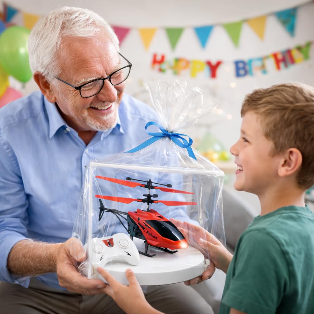 KIDZYMON® RC Helicopter with Hand Gravity Sensor, Flying Remote Control Helicopter Toy, Chargeble, 3D Light & Safety Sensor for Kids Age 4+ Years I Pack of 1 (Red) 3