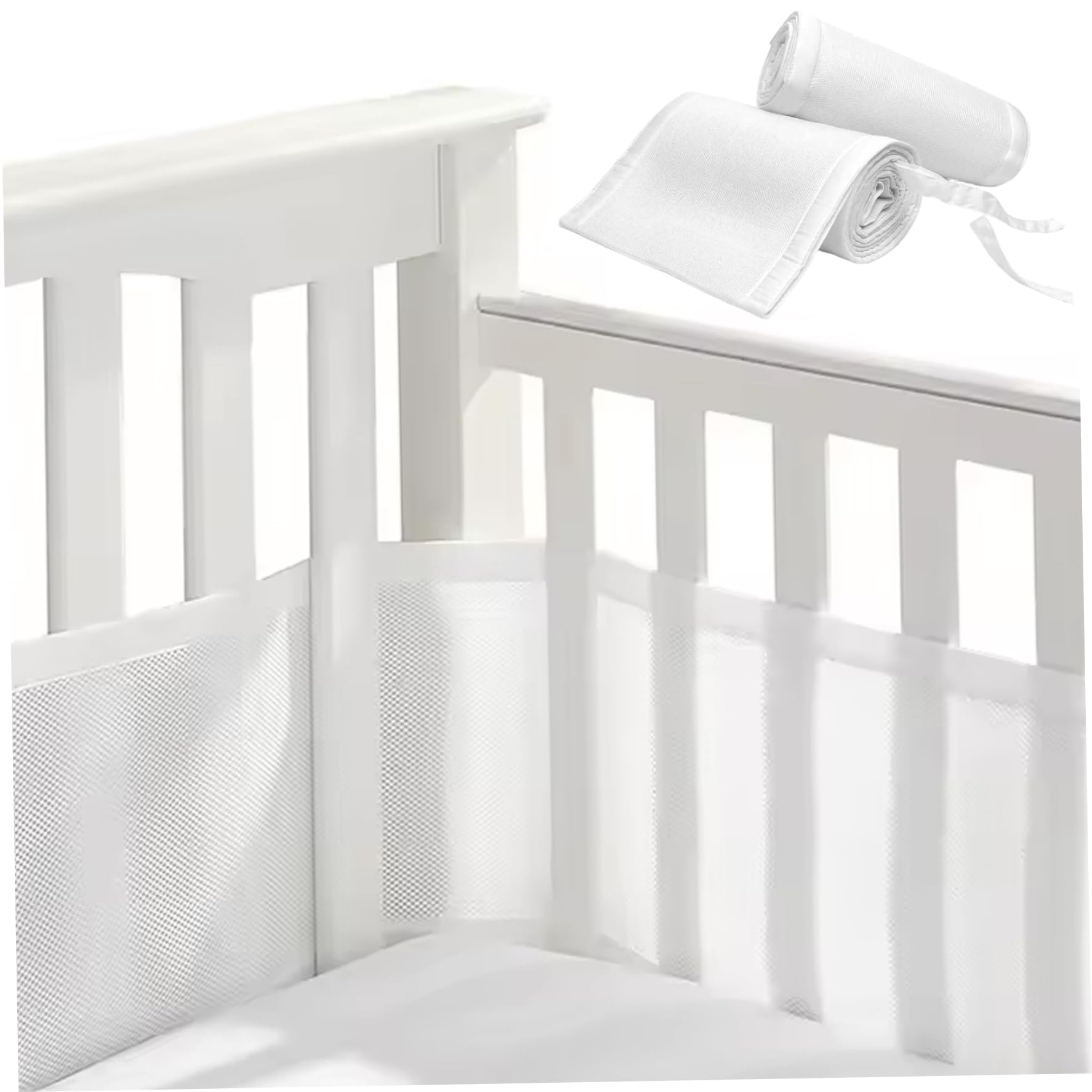 Hilai Bedding Accessories, 1 Set Crib Bumpers Breathable Skin-Friendly Mesh Crib Liner for Protecting Baby Legs and Arms, Safe and Compliant, Better Fixed Support