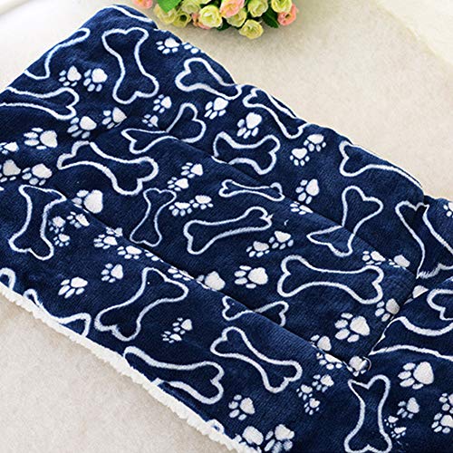 EastVita Dickere waschbare Hundematte mit blauem Knochenmuster, warme Haustierdecke, Kissen, Ruhesitz, blauer Knochen, Größe L Cover