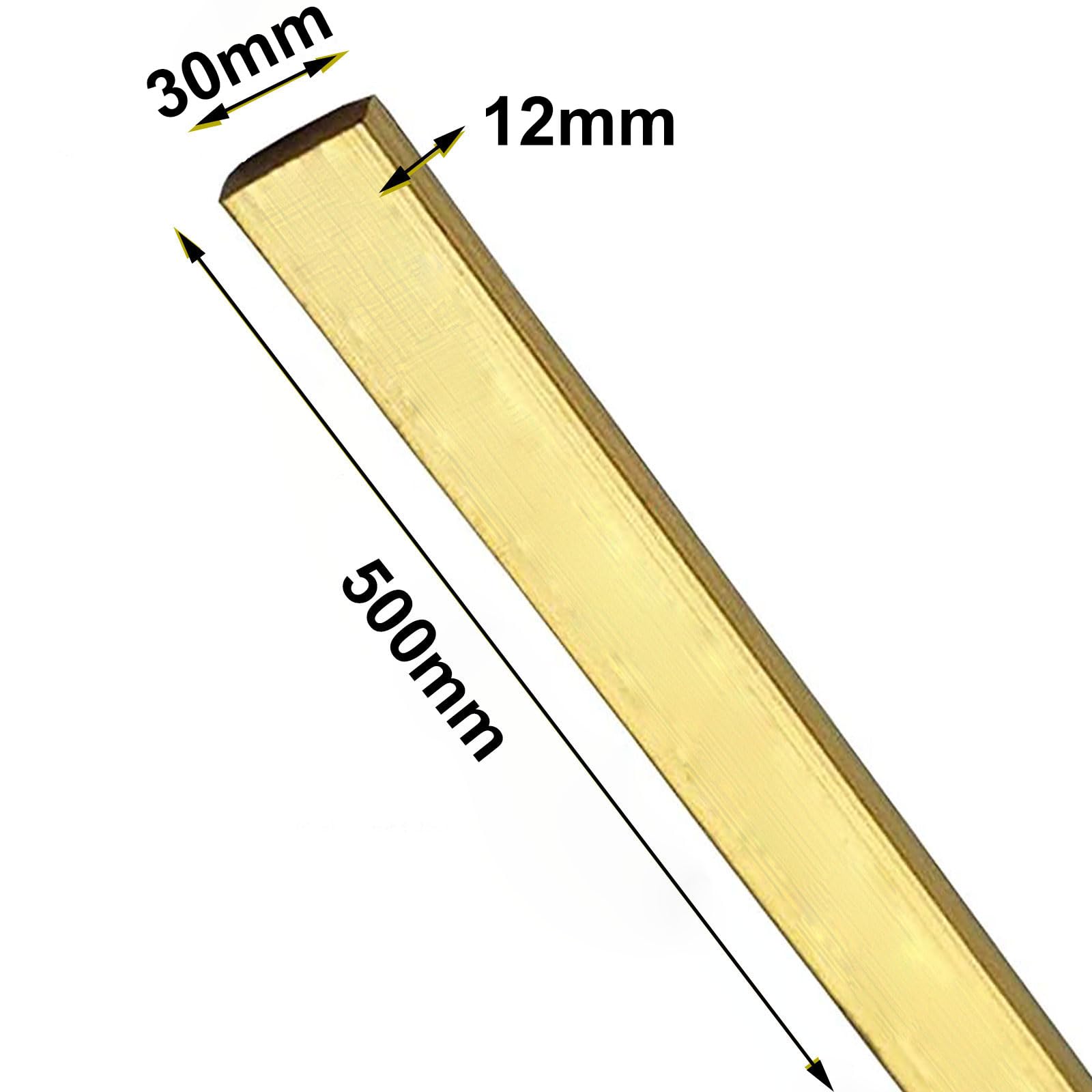 Płaskownik mosiężny o grubości 12 mm i długości 500 mm do prac rzemieślniczych, napraw i projektów elektrycznych(30mm)