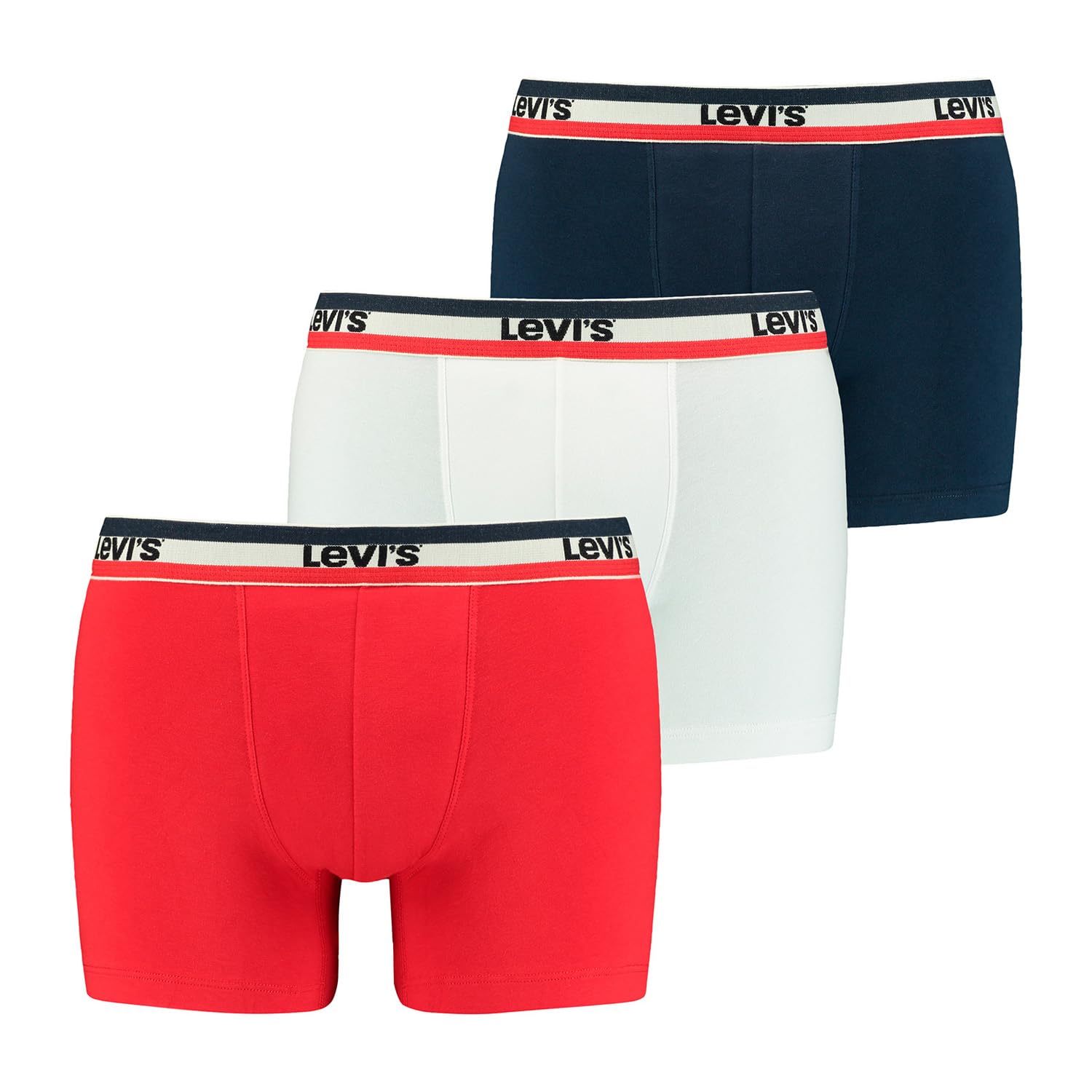 Levi's Men's Boxer Underwear Pack of 3, White/Blue/Red, XXL