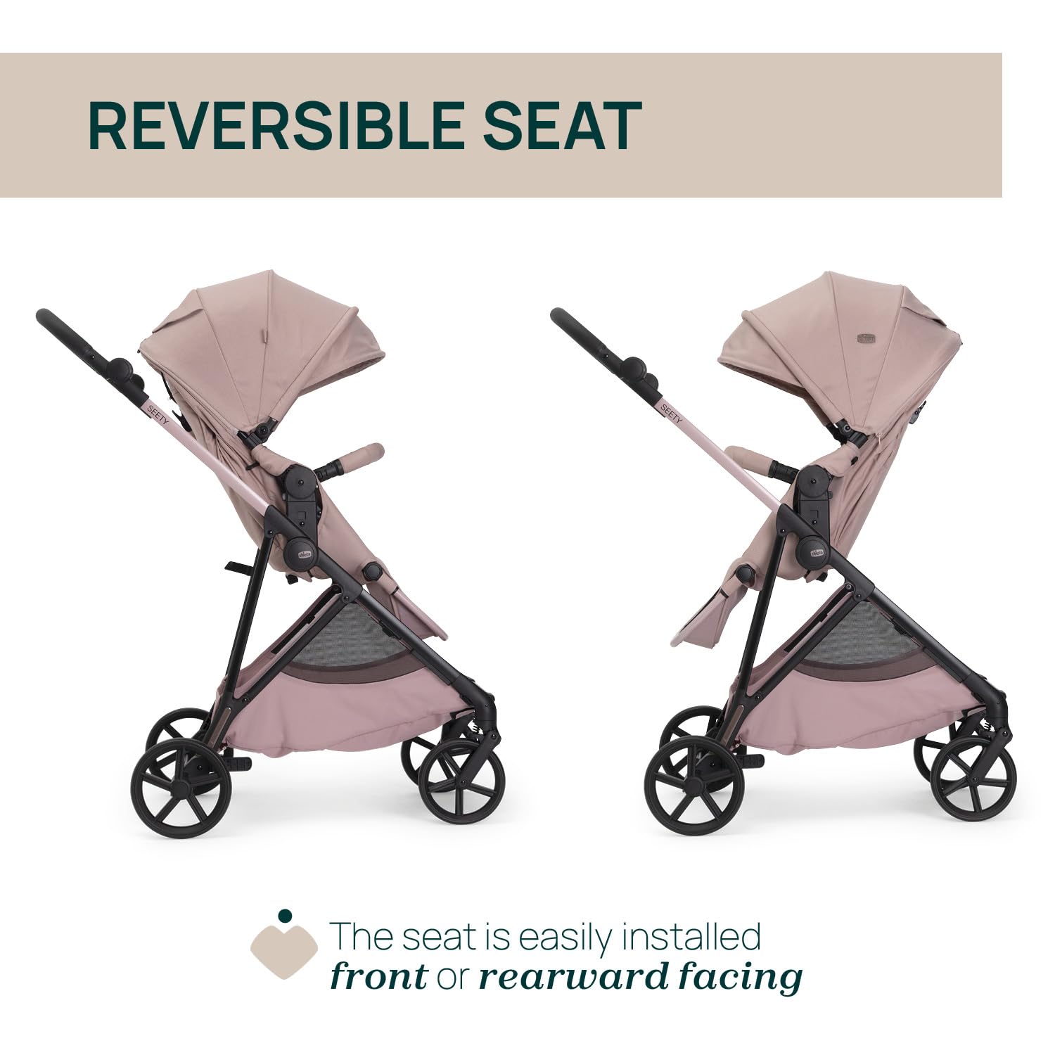 Chicco Cochecito Seety, Cochecito Ligero y Compacto De 0 Meses a 4 Años, Capacidad Máxima 22 kg, Cochecito Plegable,Respaldo Reclinable,Cierre Automático con 1 Movimiento, Capota Parasol y Cubrelluvia