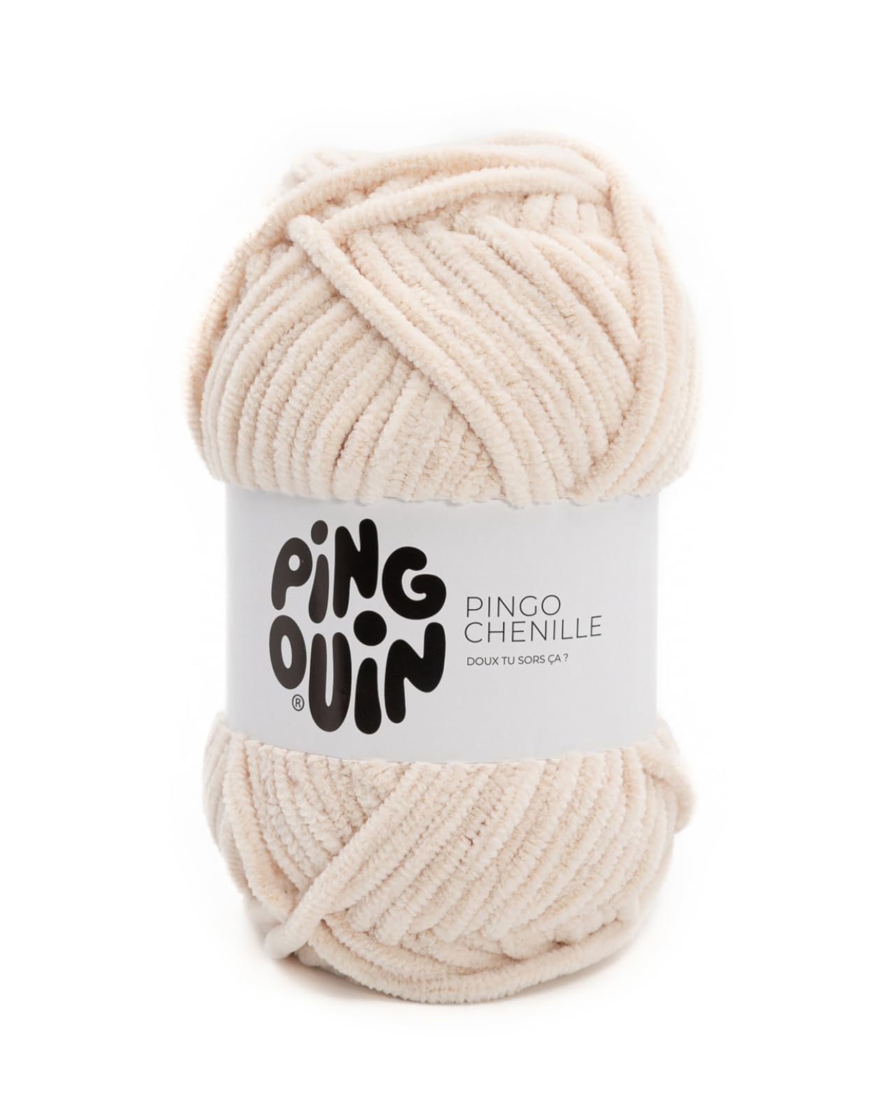 Pingouin - Pelote de Laine Pingo Chenille - Laine à Crocheter et à Tricoter - 100% POLYESTER - Aiguille n°6 - Couleur BLANC