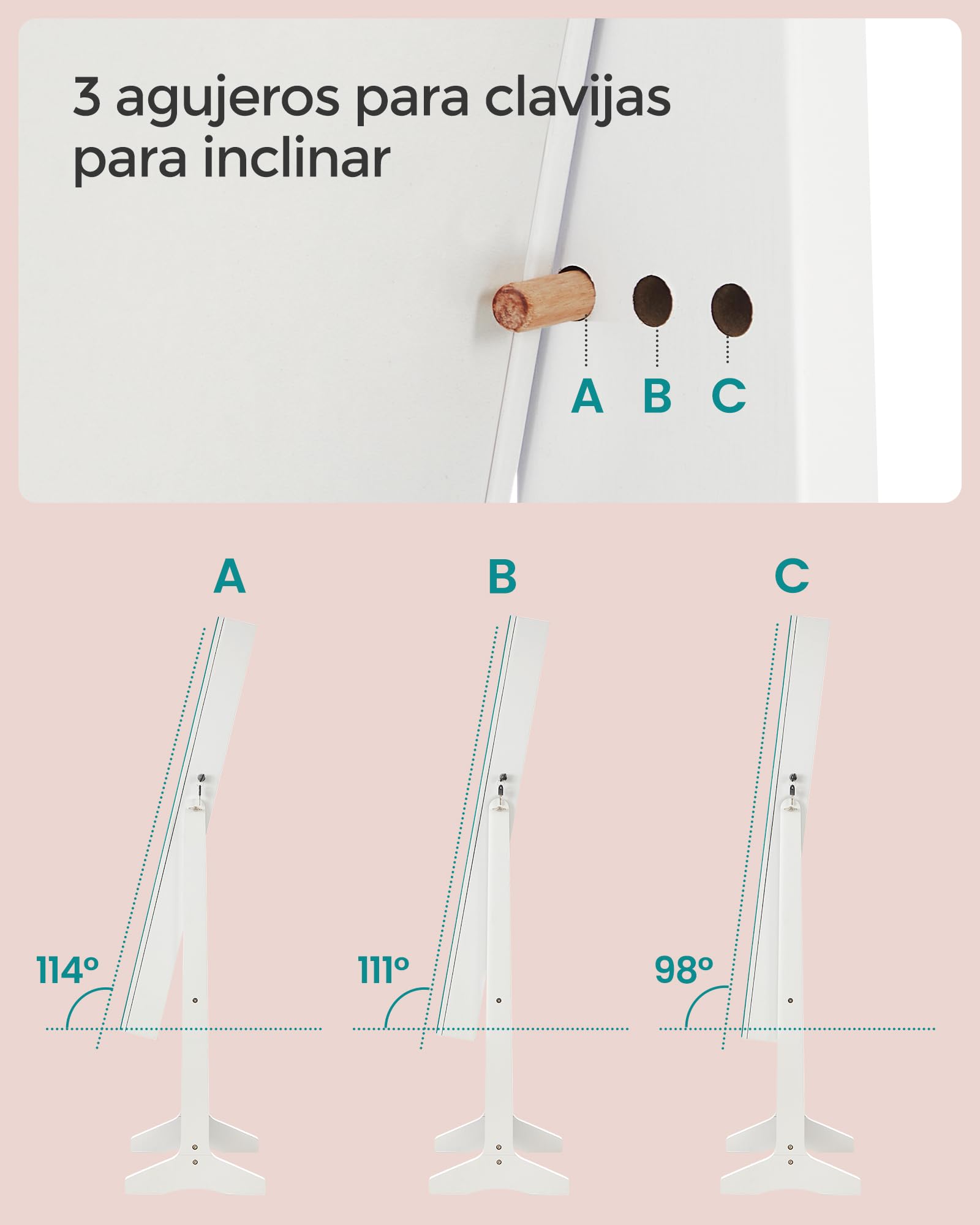 SONGMICS Armario Joyero con Espejo, Luces LED, 2 Cajones, Blanco Nube JJC023W01