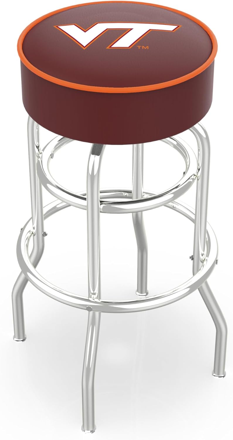Holland Bar Stool L7C1-4" Central Michigan Cushion Seat with Double-Ring Chrome Base Swivel Bar Stool by The Company