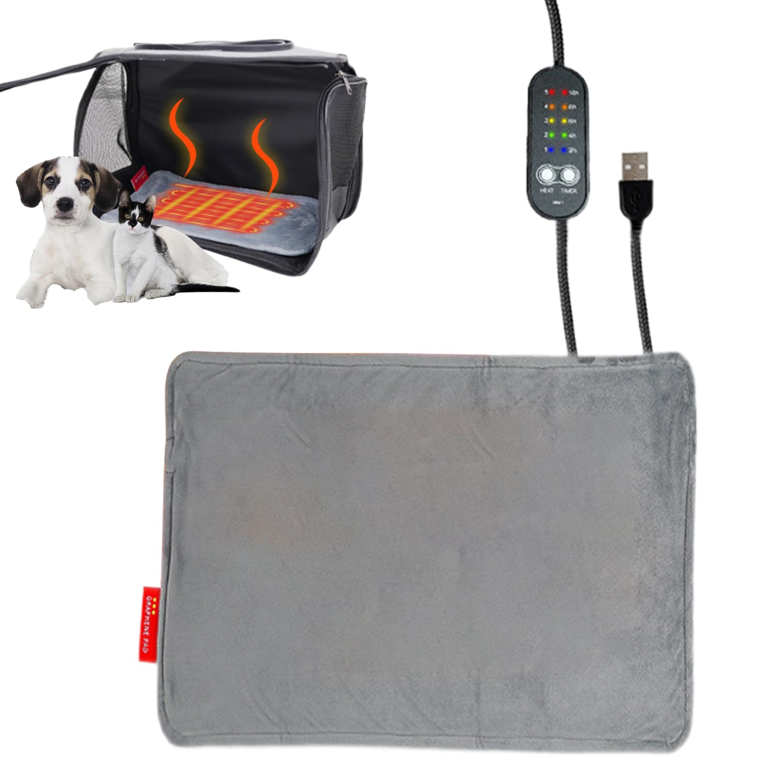 Almohadilla Calefactora para Gatos,5 Niveles De Temperatura Cojines Cálidos Para Dormir Con Temporizador Automático | Almohadillas Térmicas Para Gatos De Interior,para Apartamento Granja Garaje Jaula