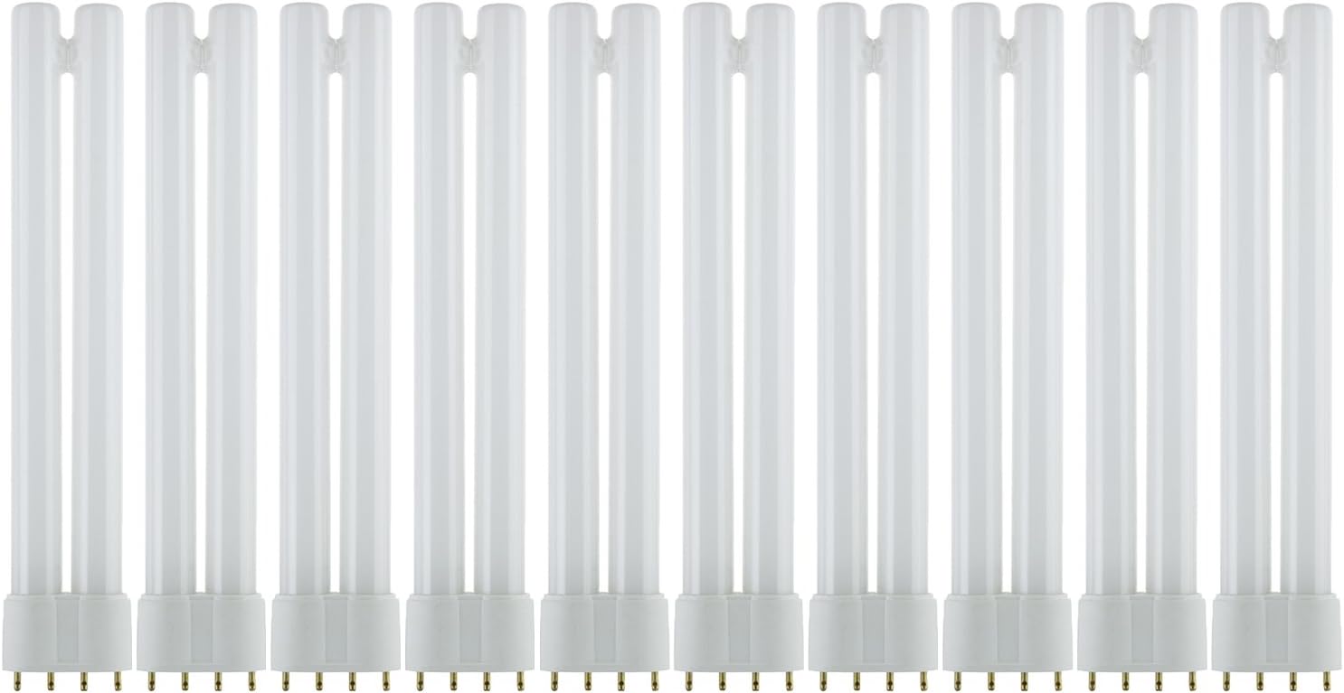 Sunlite FT18DL/835 Compact Fluorescent Plug-in Tube Light, 18 Watts 120 Volts, 10000 Rated Hours, 2G11 4-Pin Base, 1200 Luments, Twin Tube, 3500K Neutral White, 10 Pack