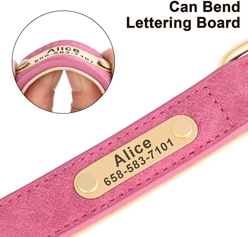 Miniatura 2 de Beirui Collares de perro personalizados, collar de perro de cuero suave personalizado con placa de identificación, collar de perro ajustable y