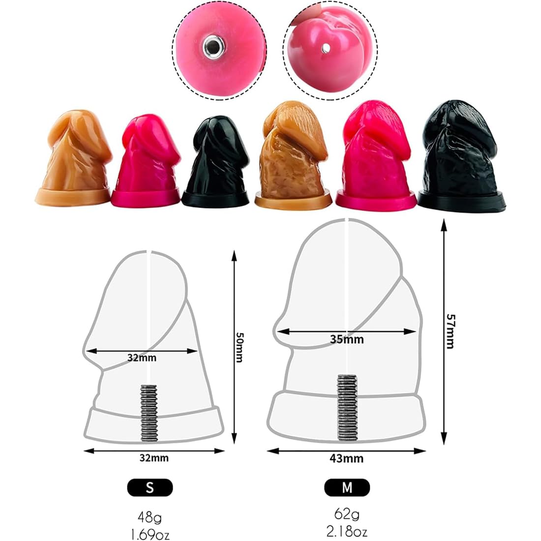 AAKOMA Dispositif de chasteté négatif masculin en acier inoxydable Cage de pénis Cage de ventilation plate avec gode réaliste noir Set Bondage Sex Toy (M gode, anneau de 40 mm)