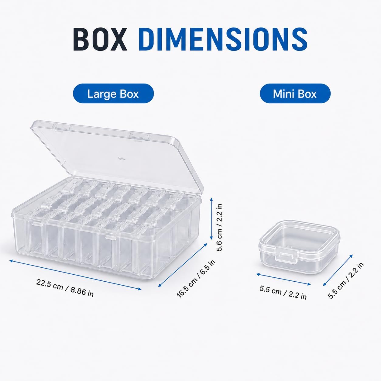5 Pack Clear Storage Box Organizer with 150 Small Boxes, 16.5×22.5×5.6cm/6.5×8.86×2.2inch Plastic Bead Storage Container Organizer