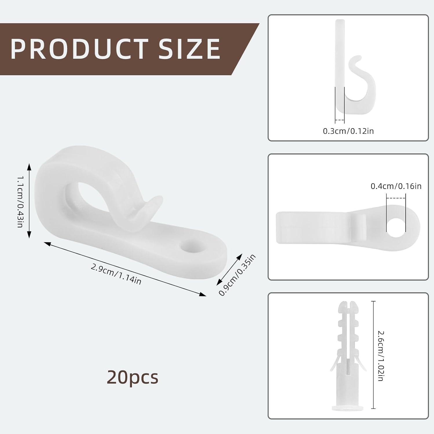 30 Pack Down Wall Clips - White Wire Shelf Clips - Plastic Heavy Duty Closet Shelves Loop Clip Brackets with Screws and Expansion Tubes for Wire Closet Shelving