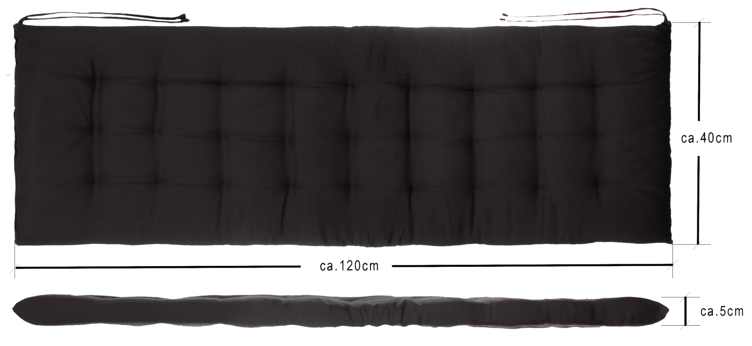 Cuscino Da Banco 120x40x4 Cm - Imbottito, Con Cinghie Di Fissaggio, Per Interni Ed Esterni, Grigio Chiaro - Foto 6