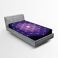 Vista 54 de Ambesonne Sábana bajera africana, estampado abstracto de líneas únicas, funda de cama con bolsillo profundo elástico para mayor comodidad