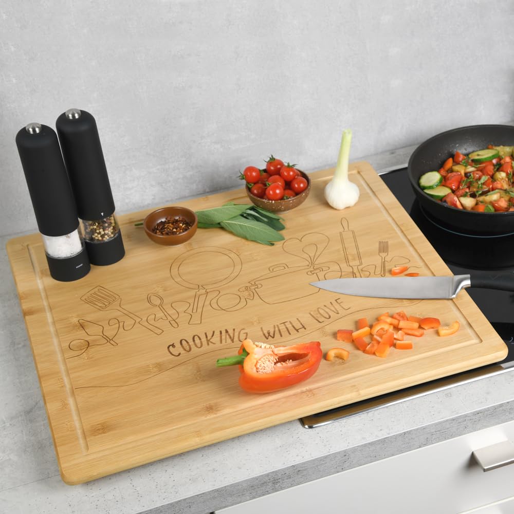 KESPER 58598 13 - Piastra a buffet, in bambù, dimensioni: 56 x 50 x 4 cm, spessore legno: 1,6 cm, colore: Marrone