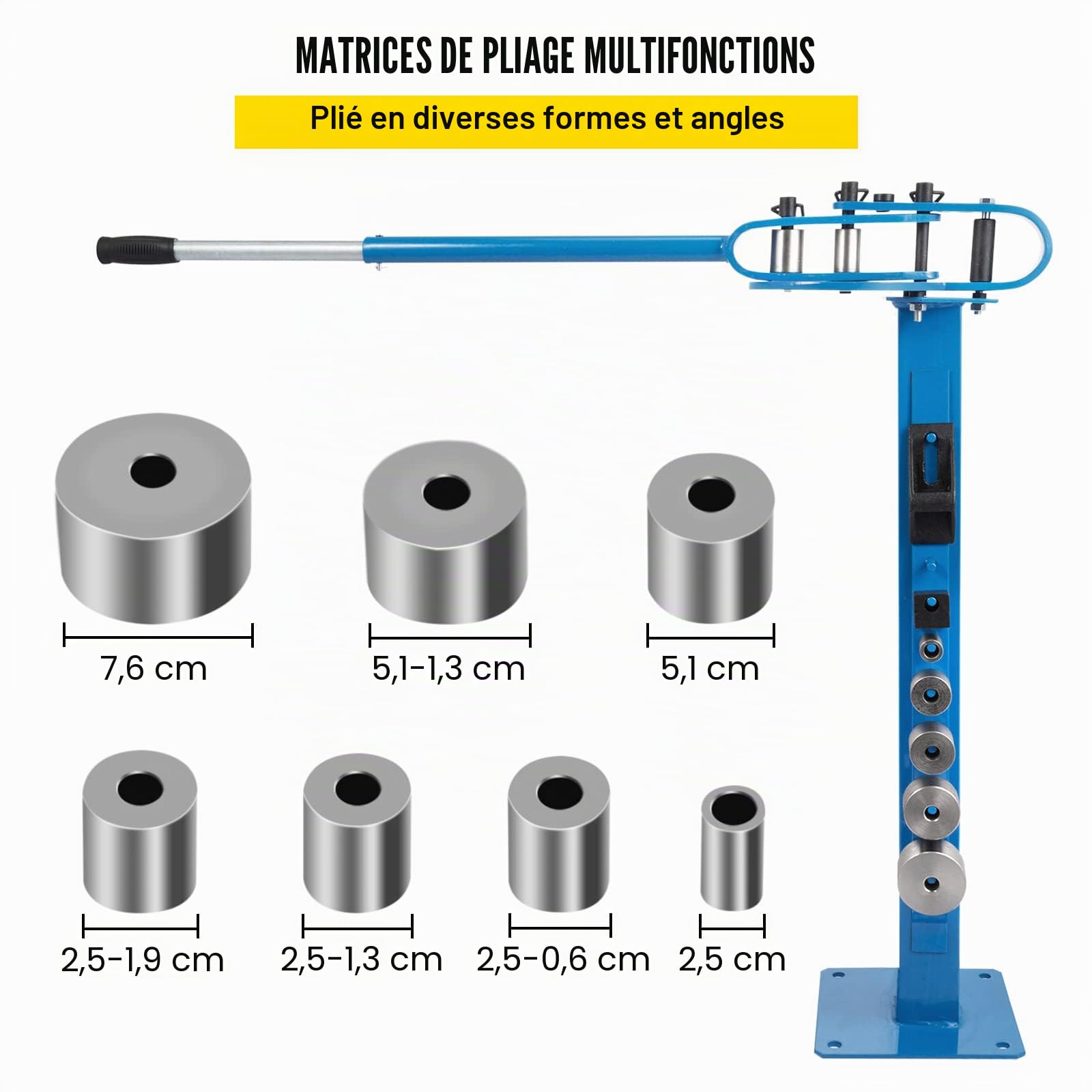 VEVOR Cintreuse Manuelle Presse de plancher en métal type de sol 7 matrices Poignée télescopique montable de 1-3 "